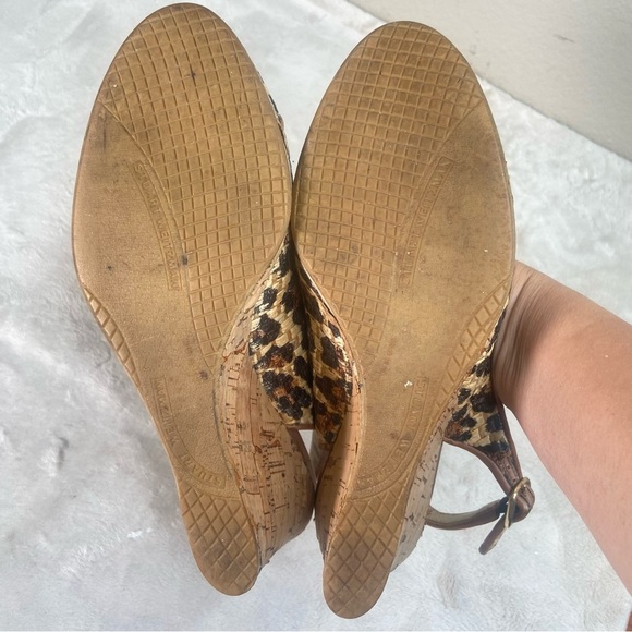 Stuart Weitzman Slingback Leopard Print Wedge Sandals - Picture 6 of 11